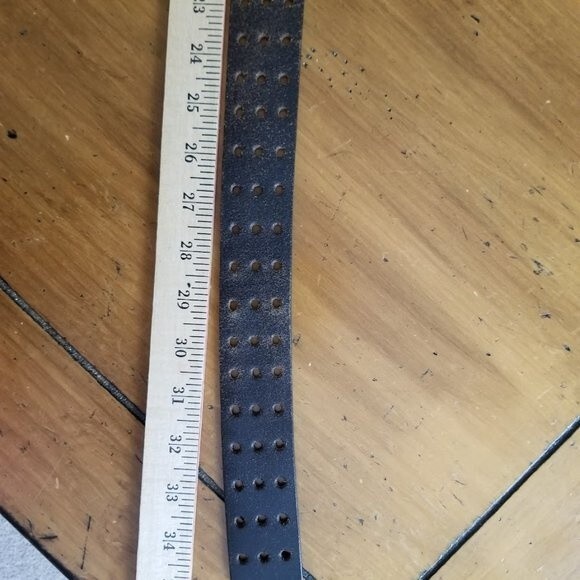 Aeropostale Distressed Genuine Leather Dark Brown Belt, Double Prong Buckle - Picture 8 of 10